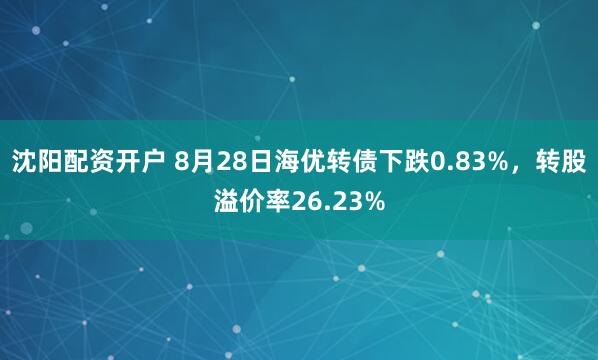 沈阳配资开户 8月28日海优转债下跌0.83%，转股溢价率26.23%