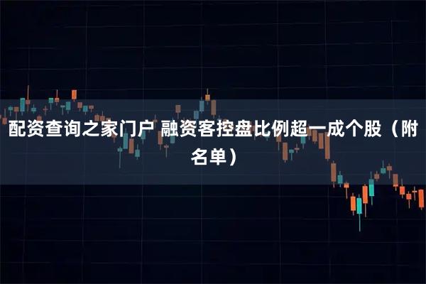 配资查询之家门户 融资客控盘比例超一成个股（附名单）